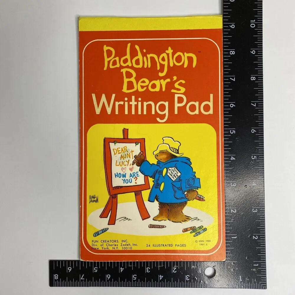 Vintage 1980 Paddington Bears‎ Writing Pad Stationery Paper Illustrated 6 Pages
